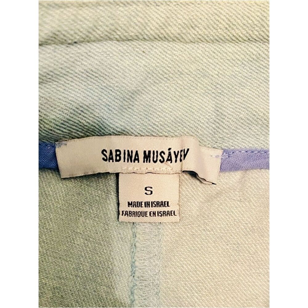 Sabina Musayev Light Wash Wide Leg Jeans Braided Trim High Rise Boho Chic - Picture 5 of 10
